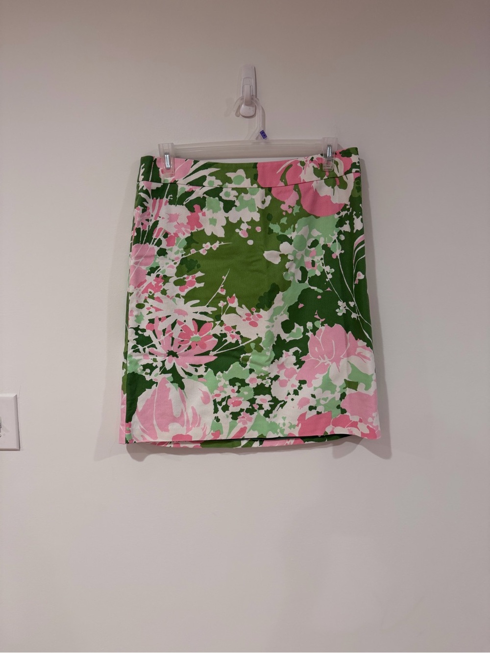 Talbots Floral A-Line Mini Skirt in Green and Pink
